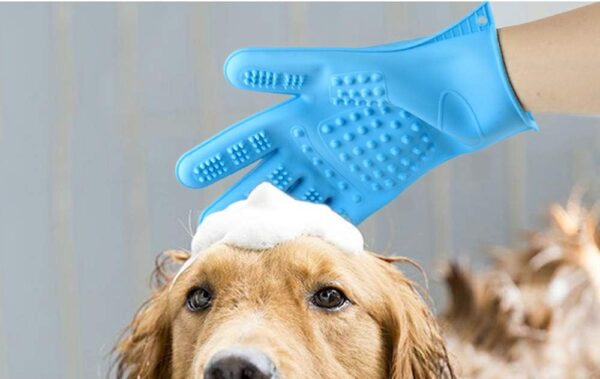 Infinitely Great Home Decor Center 1 pairs Pet Hair Brush Silicone Comb Dog Cat Grooming Massage Waterproof Soft Bath Gloves (Light blue) - Image 7