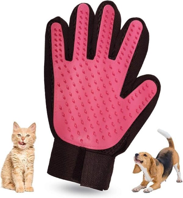 Pet Grooming Gloves, Dog Grooming Glove Hair Soft Brush, Premium De-shedding Glove for Cat grooming mitt with Enhanced Five Finger Design For Dogs, Cats, Rabbits & Horses (Pink) - Image 2