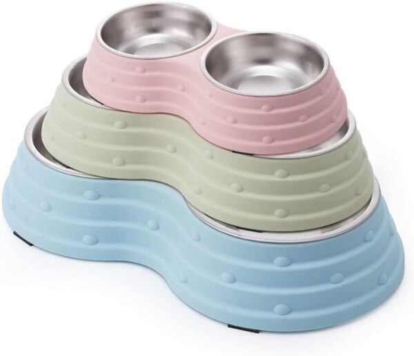 KuTi Kai Double Dog Bowls for Food and Water,Premium Removable Stainless Steel Double Bowls with Non-Slip Bottom Non-Spill Dog Food Bowls for Pet and Small Dogs Cats etc (Small, Pink) - Image 8