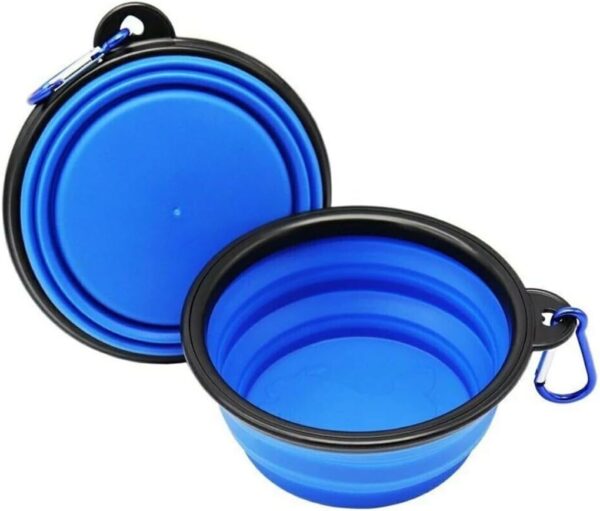 Travel Dog Bowl Collapsible Bowl Portable Pet Water Outdoor Easy To Carry With Hook Food Water Feeding Pet Travel Bowl-2 Pack-(Blue) - Image 3