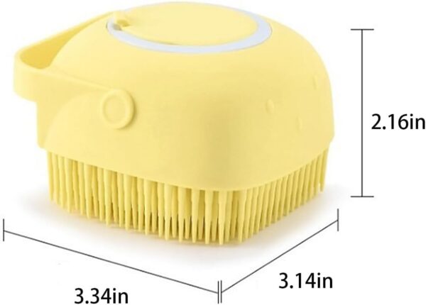 Dog Cat Bath Brush Pet Grooming Soothe Massage Brush with Shampoo Dispenser Soft Silicone Bristle for Dogs and Cats Long Short Haired Puppy Washing Shower Grooming - Yellow - Image 6