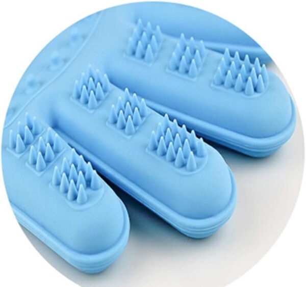 Infinitely Great Home Decor Center 1 pairs Pet Hair Brush Silicone Comb Dog Cat Grooming Massage Waterproof Soft Bath Gloves (Light blue) - Image 4