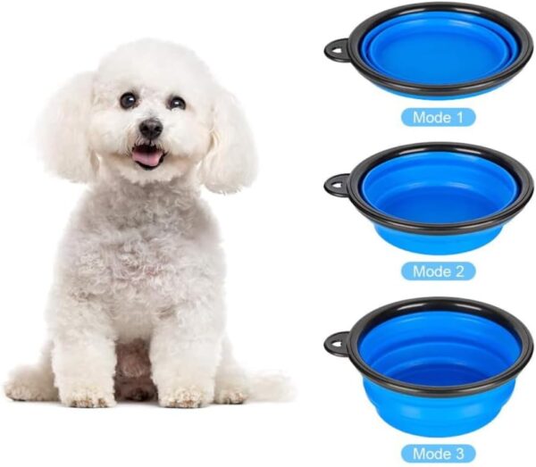 Travel Dog Bowl Collapsible Bowl Portable Pet Water Outdoor Easy To Carry With Hook Food Water Feeding Pet Travel Bowl-2 Pack-(Blue) - Image 6