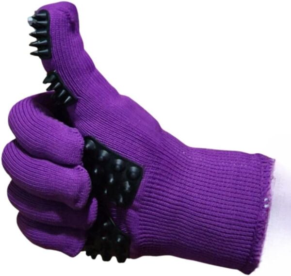 Barn Bug pet Grooming Gloves - Bathing - Gentle Shedding Brush for Long and Short Hair Cats, Dogs, Horses - Hair Remover - Easy to use - Single Right Hand Glove - 5 Colors (Purple) - Image 5