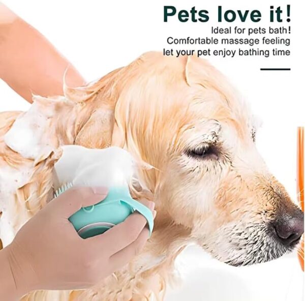 Dog Bath Brush Soft Silicone Shampoo and Massage Dispenser | Pet Grooming Shower Brush for Short & Long-Haired Dogs and Cats | 2-in-1 Bath & Massage Tool for Easy Pet Care - Image 4