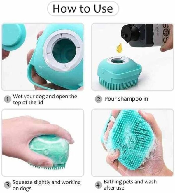 Dog Bath Brush Soft Silicone Shampoo and Massage Dispenser | Pet Grooming Shower Brush for Short & Long-Haired Dogs and Cats | 2-in-1 Bath & Massage Tool for Easy Pet Care - Image 6