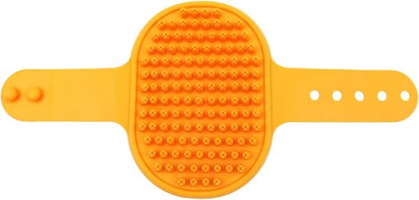 Tiardey 3pcs Pet Grooming Shampoo Brush,Soothing Massage Rubber Bristles Curry Comb,Bath Gloves for Dogs and Cats Easy Washing - Orange - Image 4