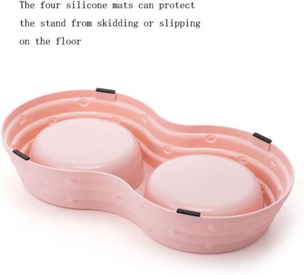 KuTi Kai Double Dog Bowls for Food and Water,Premium Removable Stainless Steel Double Bowls with Non-Slip Bottom Non-Spill Dog Food Bowls for Pet and Small Dogs Cats etc (Small, Pink) - Image 3