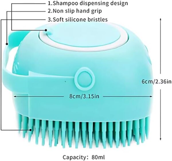 Dog Bath Brush Soft Silicone Shampoo and Massage Dispenser | Pet Grooming Shower Brush for Short & Long-Haired Dogs and Cats | 2-in-1 Bath & Massage Tool for Easy Pet Care - Image 5