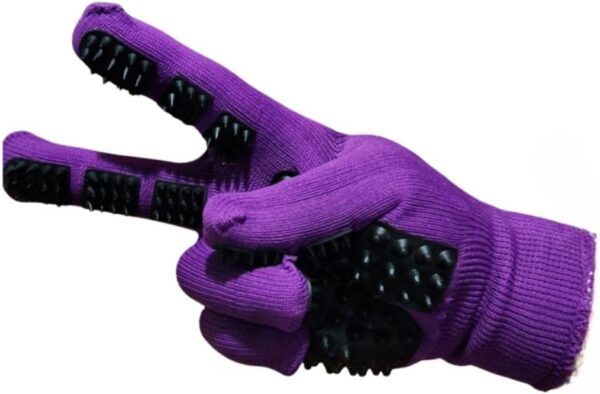 Barn Bug pet Grooming Gloves - Bathing - Gentle Shedding Brush for Long and Short Hair Cats, Dogs, Horses - Hair Remover - Easy to use - Single Right Hand Glove - 5 Colors (Purple) - Image 4