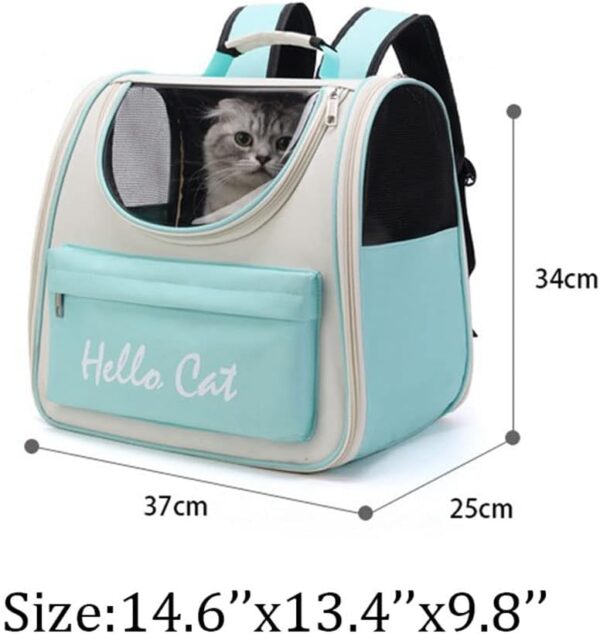 YUOCT Puppy Fat Cat Pet Carrier Backpack, Pet Carrier Rucksack for Large Cat Carrier Backpack Bag Space Capsule, Pet Carrier for Traveling Driving Hiking Walking Camping Hospital Outdoor (Green) - Image 3