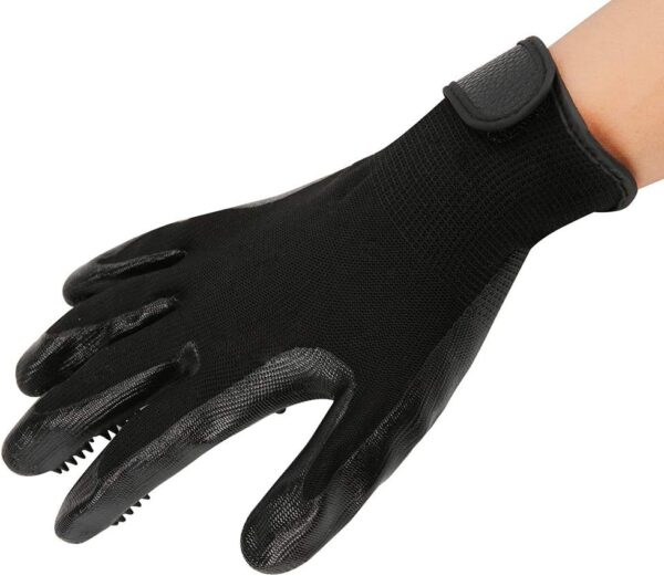 MYYINGELE Dog Pet Grooming Gloves for Dogs Cats Horses Rabbits, Short Hair Remover Mitt Brush and Gentle Massage Tool, Fur Removal Mitt, Small, Large Pets Groomer - 1 Pair Black for Cat Dog - Image 2