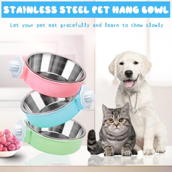 RIGHTWELL Dog Bowls, 2 PCS Removable Stainless Steel Dog Crate Water Bowls, 2-in-1 Pet Cage Hanging Feeding Bowls with Bolt Fixer, Suitable for Puppies, Cats and Other Small Animals - Image 6