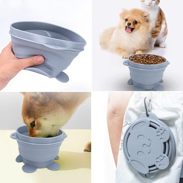 Silicone Dog Bowl Dog Collapsible Bowl Pet Feeding Bowl Dog Food Water Bowl Pet Travel Bowl for Travel Camping Walking - Image 4