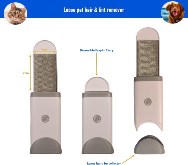 Lint Remover 3IN1, Reusable Rollers for clothes, Cat - Dog Fur Brush with Self-Cleaning Base, Copper top Carpet scraper for coarse surfaces, Pet Hair Remover from Upholstery, Bedding and Garments - Image 7