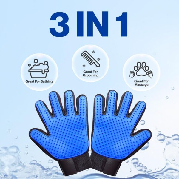 1TO3GO Pet 259 Silicon Tips Grooming Gloves (1 Pair - Blue) - Image 6