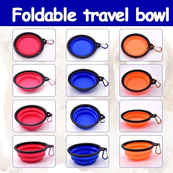 Food Bowls Dog, 3Pcs 350ml Foldable Dog Travel Bowls Collapsible Dog Water Bowls Portable Dog Food Bowl with Carabiner Pet Cat Feeding Cup Dish for Traveling Walking Hiking(Blue,Orange,Pink) - Image 4