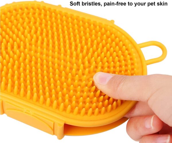 YUDOTE Pet Grooming Shampoo Brush,Soothing Massage Rubber Bristles Curry Comb,Bath Gloves for Dogs and Cats Easy Washing,Yellow - Image 3