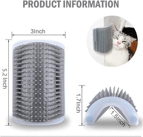 Cat Self Groomer Brushes with Catnip,Wall Corner Groomers Soft Grooming Brush Scratcher and Brush for Short Long Fur Cats, Softer Massage Toy for Kitten Puppy (2 Pack Grey) - Image 2