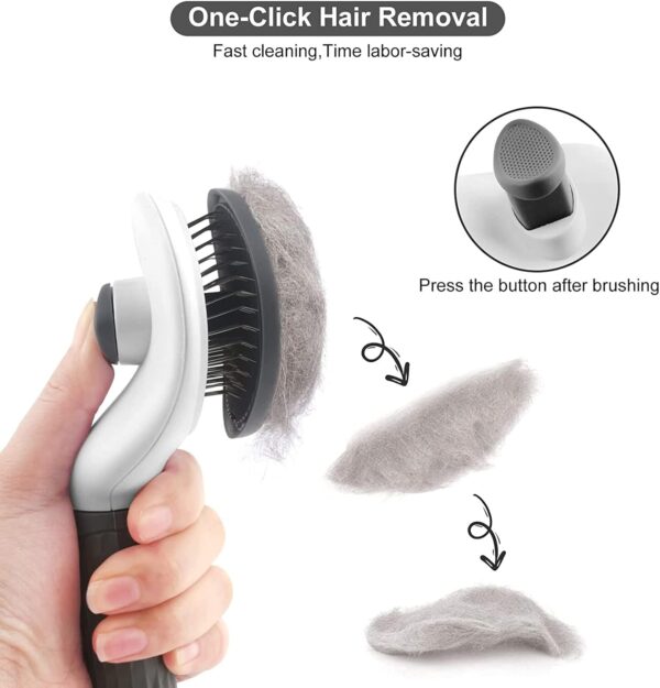 Cat Dog Comb Brush,Dog Cat Brush Grooming,Slicker Dog Comb Brush Cat Hair Brush Self Cleaning Cat Dog shedding Brush for Dog and Cat With Medium Long Hair gray - Image 3