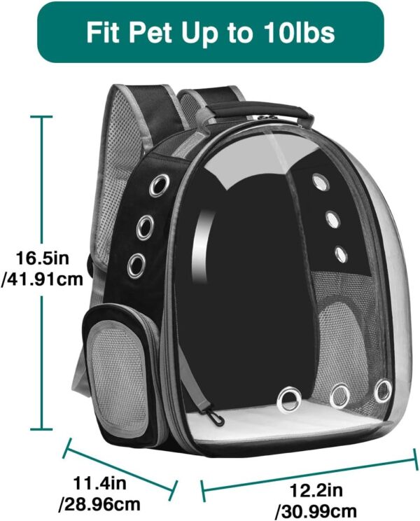 Cat Carrier Backpack, Pet Carrier Backpack Front Pack for Small Medium Cat Puppy Dog Carrier Backpack Bag Space Capsule, Pet Carrier for Travel Hiking Walking Camping (Black) - Image 2