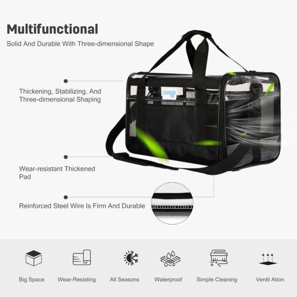 PETCUTE Pet Carrier Bag,Airline Approved Cat Carrier Bag,Large Soft Pet Carrier for Large and Medium Cats, 2 Kitties,Well-Ventilated,Portable Collapsible Dog Travel Bag with Shoulder Straps,L - Image 4