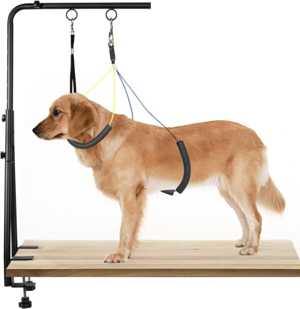 WeGXY Dog Grooming Table Arm, 35" Height Adjustable Pet Grooming Arm with Double Clamp for Small and Medium Dogs,Grooming Loop Noose and No Sit Haunch Holder - Image 6