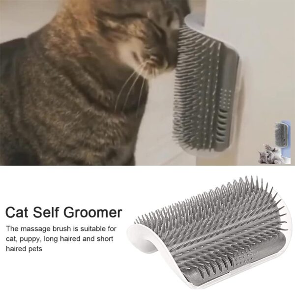 Cat Self Groomer,Soft Cat Wall Corner Massage Comb Grooming Tool,Pet Wall Corner Groomers,Pet Grooming Massage Scratcher Comb,Cats Grooming Brush Scratcher and Brush,for Long Short Fur Cats(Grey) - Image 2