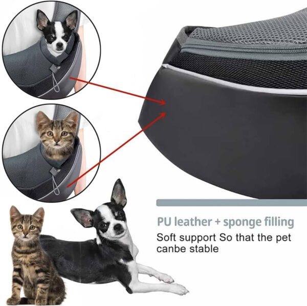 Pet Sling Carrier Bag Dog Cat Hand-Free Sling Carrier Shoulder Bag Breathable Mesh Pet Puppy Travel Bag Handbag Adjustable Shoulder Strap Pet Tote Bag For Small Dog Cat Puppy Outdoor Walking Travel - Image 4