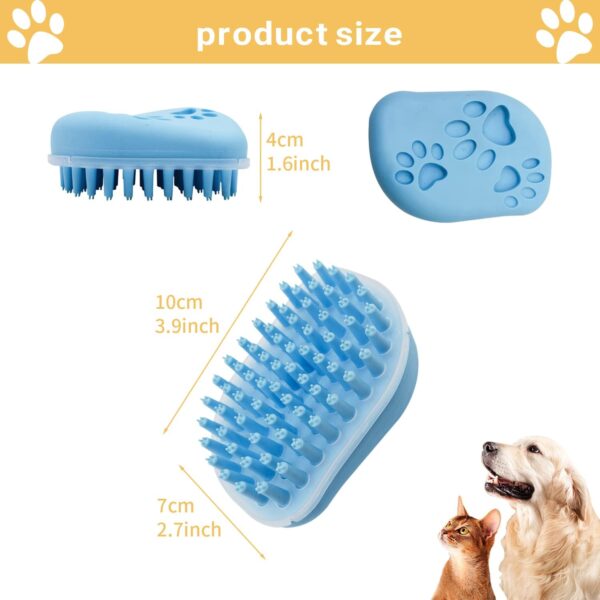 FuninCrea Cat Dog Bath Brush, Rubber Pet Sheddy Brush with Removable Screen, Gentle Dog Massage Brush Bristles Shedding Kit Pet Bath Brush for Washing, Grooming for Long Short Haired Pets (Blue) - Image 2