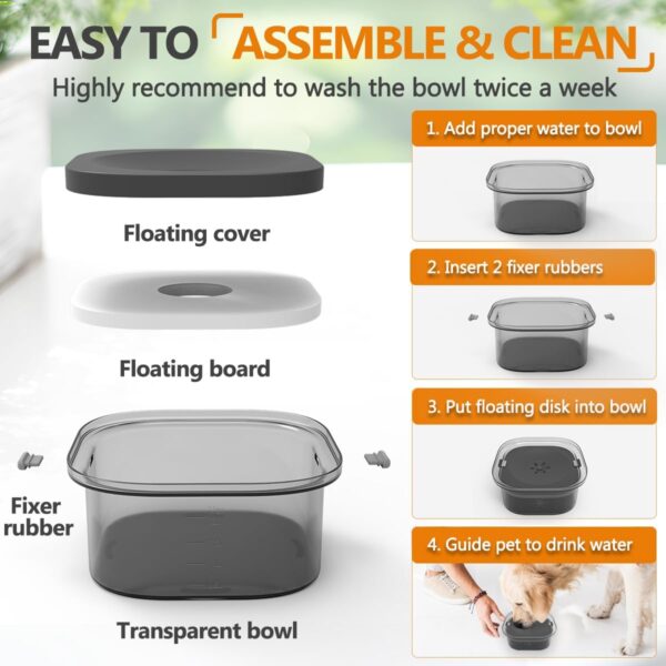 INNOLAND Dog Water Bowl Non Spill 2L, Anti Spill Pet Water Bowl, No Spill Slow Drinking Water Dispenser, No Mess Portable Travel Floating Water Bowl for Dog Cat Puppy - Image 5