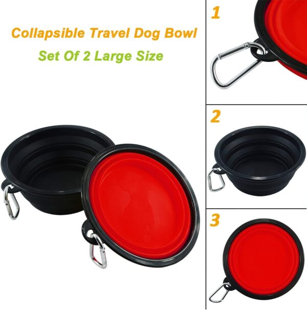 HINMAY Large Dog Bowls Food Grade Silicone BPA Free Foldable Travel Dog Bowl, Pack of 2 (Red+Black) - Image 7