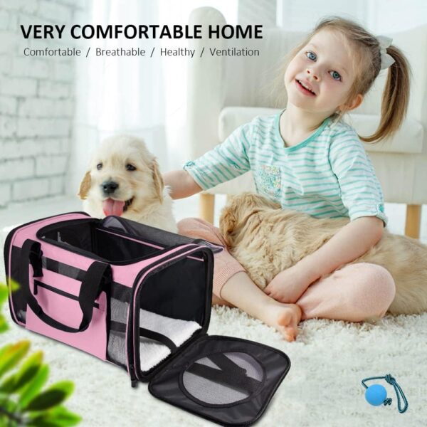 Cat Carrier Dog Carrier Airline Approved Pet Carriers for Small Cats Dogs Puppies Bunny, Small Dog Soft Sided Carrier Collapsible Puppy Carrier (Pink) - Image 6