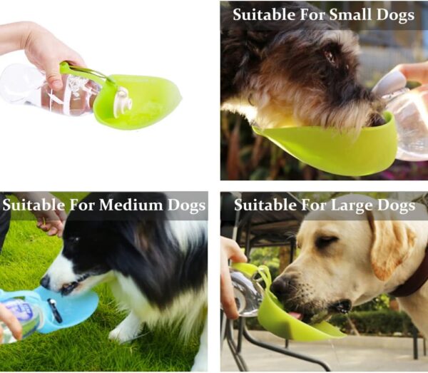 Petsoigné Portable Dog Water Bottle in Silicone Pet Water Bottles Foldable for Travel Walking Hiking (Green) - Image 3