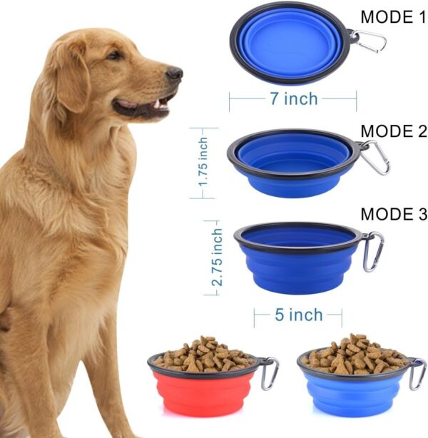 Collapsible Dog Bowls, Large Portable Travel Dog Bowls, 34oz Foldable Dogs Water Food Slow Feeder Bowl, Collapse Feeding Dish for Walking, Traveling, Hiking, Camping (2 Pack) - Image 4