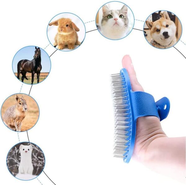 Bahob® Pet Grooming Brush Dog Cat Silicone Based Natural Bristle Brush With Hand Wrap 13cm,Grooming Massage Short or Long Hair (Blue) - Image 3