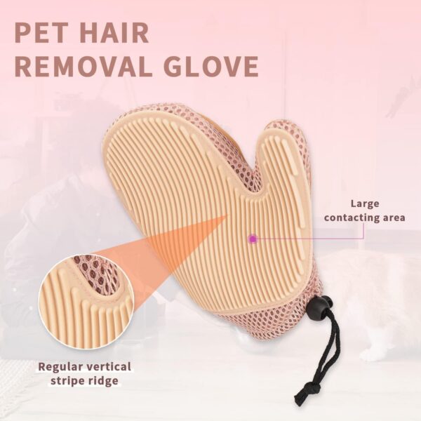 2 in 1 Cat Hair Glove & Pet Fur Remover Glove, Mollypaws Dog Grooming Glove Brush for Shedding, Massage, Efficient Pet Hair Remover Mitt for Uproot Cleaner Clothes, Couch, Carpet [Pink/Single] - Image 3