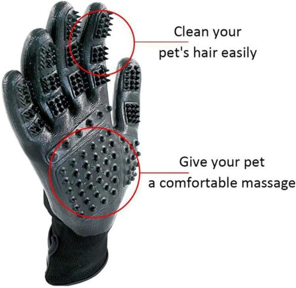 Dog Pet Grooming Gloves for Dogs Cats Horses Rabbits, Long & Short Hair Remover Mitt Brush and Gentle Massage Tool, Fur Removal Mitt, Small, Large Pets Groomer - 1 Pair Black for Cat Dog, Black - Image 3