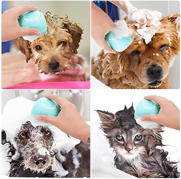 Dog Bath Brush Soft Silicone Shampoo and Massage Dispenser | Pet Grooming Shower Brush for Short & Long-Haired Dogs and Cats | 2-in-1 Bath & Massage Tool for Easy Pet Care - Image 8