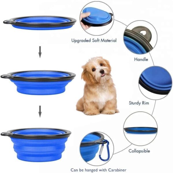 Travel Dog Bowl Collapsible Bowl Portable Pet Water Outdoor Easy To Carry With Hook Food Water Feeding Pet Travel Bowl-2 Pack-(Blue) - Image 4