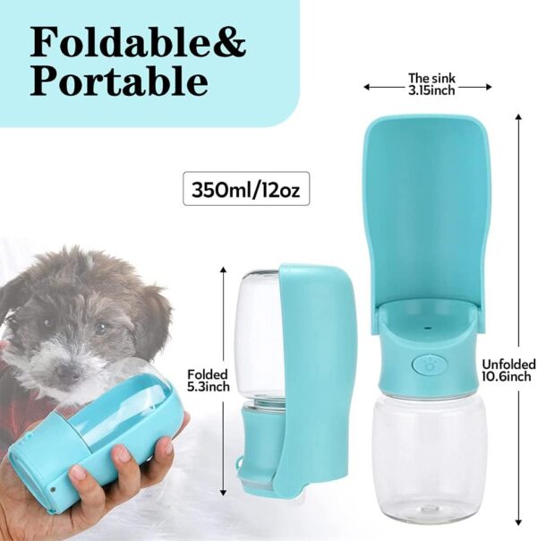 Frdzsw 350ml Dog Water Bottle for Walking,Portable Dog Water Bottle,Pet Water Dispenser,Travel Water Bottle with Dispenser Drinking Bowl for Outdoor Travelling Hiking (Blue) - Image 6