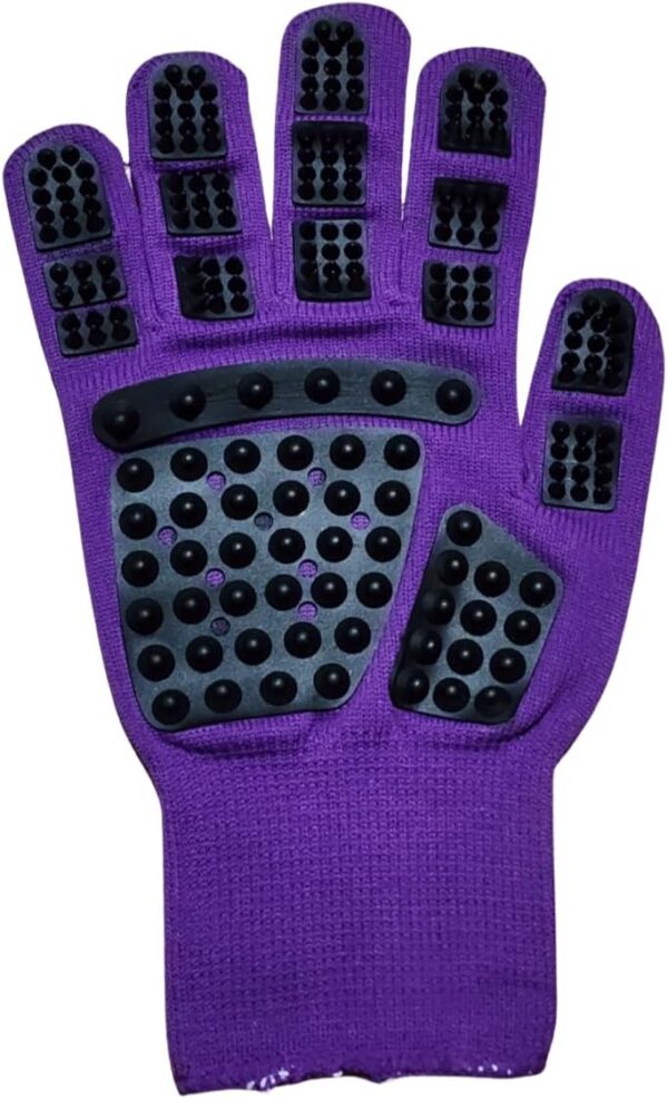 Barn Bug pet Grooming Gloves - Bathing - Gentle Shedding Brush for Long and Short Hair Cats, Dogs, Horses - Hair Remover - Easy to use - Single Right Hand Glove - 5 Colors (Purple) - Image 2