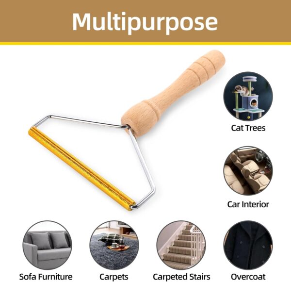 2PCS Pet Hair Remover Lint Remover Roller Carpet Scraper Cleaner Pro Wooden Handle For Clothes Carpet Cat Dog Hair Fuzz - Image 3