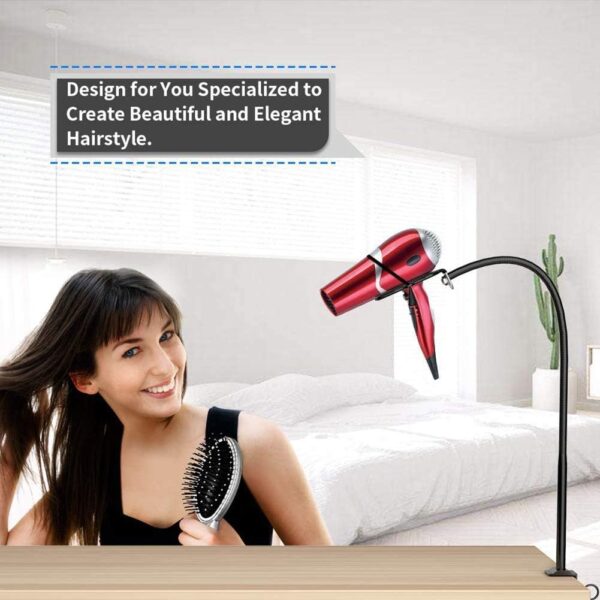 Pet Hair Dryer Stand 360 Degrees Rotatable Hands-free Hair Dryer Holder Dog Cat Grooming Table Gooseneck Styling Hair Blower Holder with Clamp Mount - Image 3