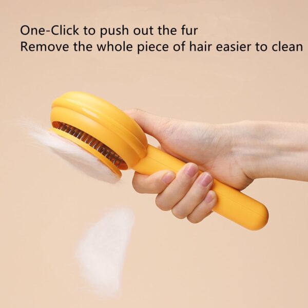 Pet Comb, Pet Cat Brush Self Cleaning Brush for Dogs Cats, Pet Grooming Brush Tool Removes Loose Undercoat Grooming Hair, Shedding Brush for Short or Long Haired Cats/Dogs (Hamburg yellow) - Image 5