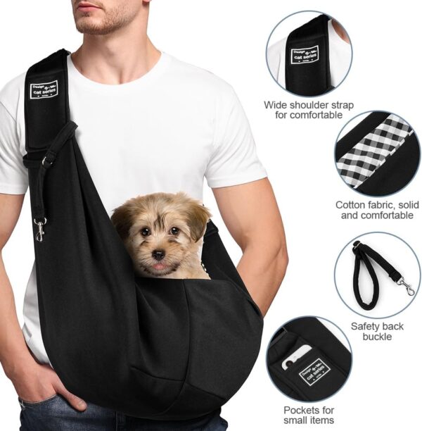 Adiwo Puppy Carrier Sling,Reversible Hands-free Dog Carry Sling for Small & Medium Dog Cat,Soft Comfortable Dog Sling,Adjustable Dog Carrier Bag Shoulder Tote Bag For Outdoor Walking Travel Shopping - Image 3