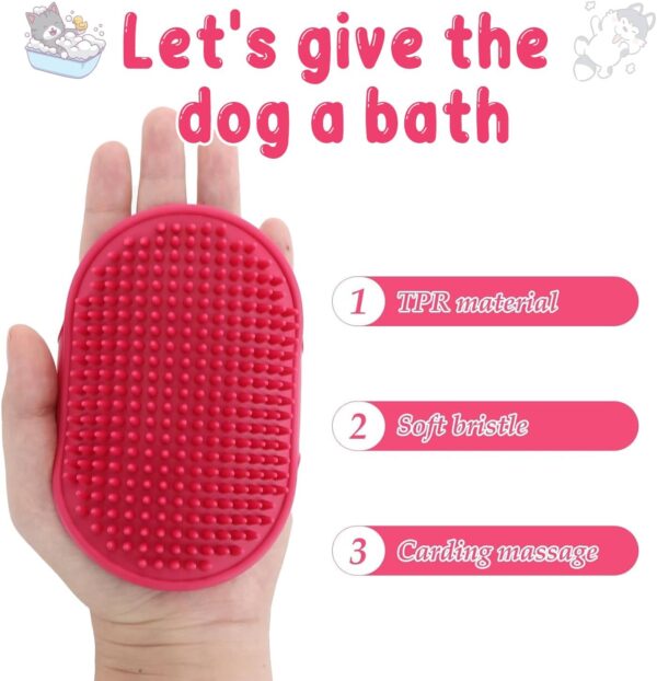 3-Pack Silicone Pet Bath Brush Set, Pet Flexible Grooming Brushes for Dogs and Cats, Soft Bristles for Gentle Massage and Deep Cleaning, Easy to Clean,Durable and Non-Slip Design - Image 3