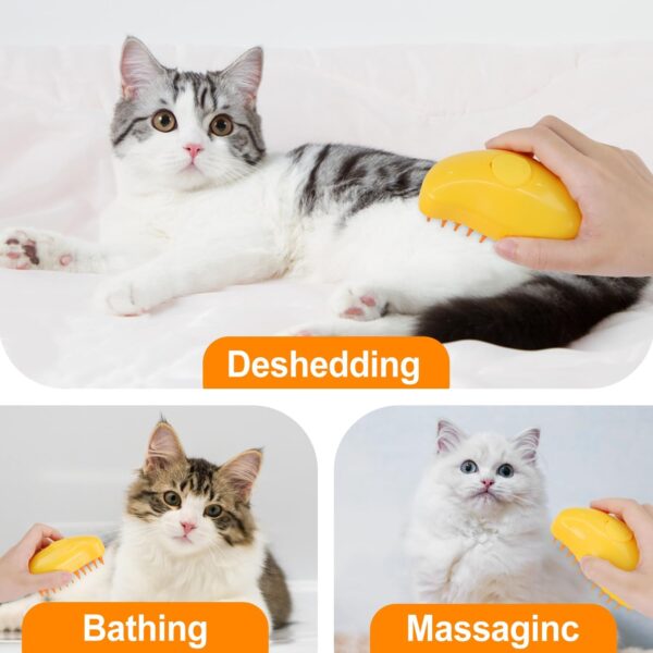 OIFIKAA for Cat Steam Brush, 3 In1 Cat Grooming Brush & Massage Brush for Shower Scrubbing & Soothing Massage, Shampoo Brush for Pets Dogs and Cats, Electric Pet Brush, Pet Hair Removal Comb - Image 2