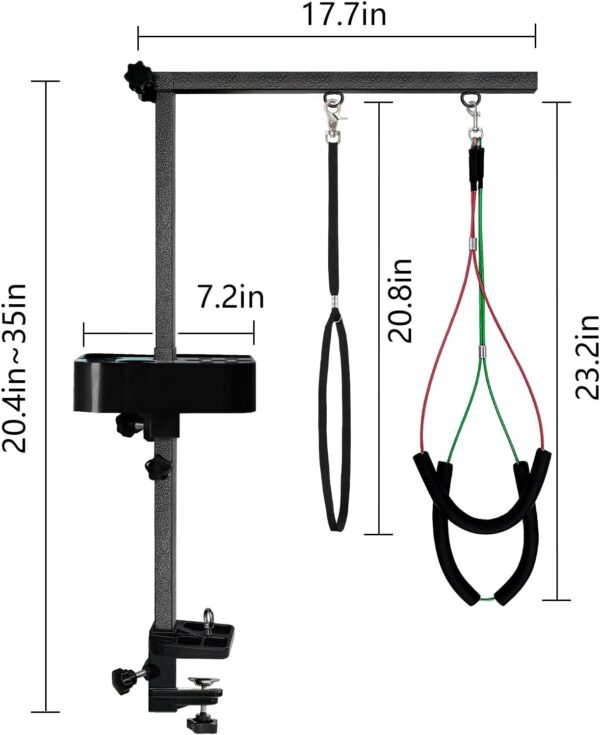 Huioqwe Dog Grooming Table Arm - 35-inch Height Adjustable(20''~35'') with Grooming Tool Tray, Grooming Arm, Loop Noose for Small & Medium Dog Pet Grooming (Multi-Colored, Grooming arm) - Image 6