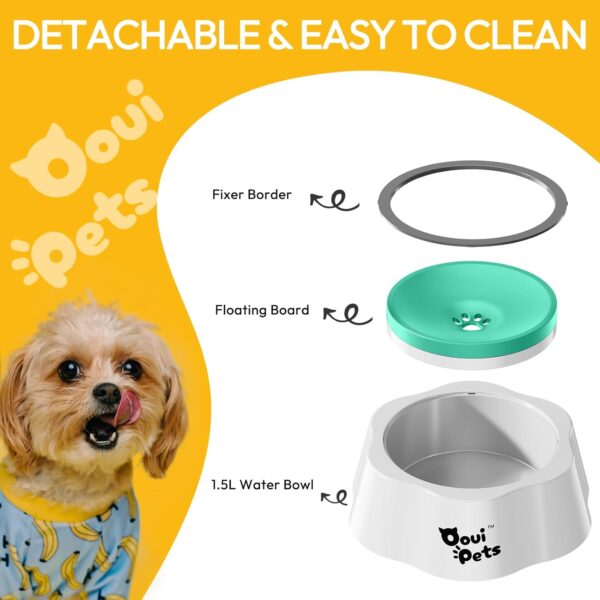 OouiPets 1.5L/50oz Large Dog Water Bowl Non-Spill | Slow Drinking, Non Drip, Mess Free, Long Eared dog bowls - Ideal for Travel & Cars | Premium non Slip Plastic Dog Bowl, Sturdy and Easy to Clean - Image 3